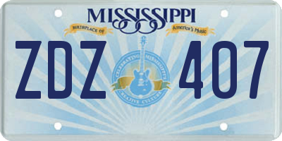 MS license plate ZDZ407