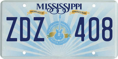 MS license plate ZDZ408