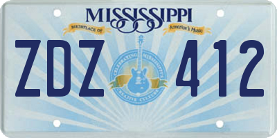 MS license plate ZDZ412