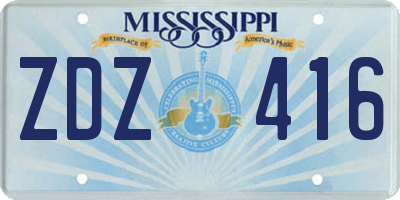 MS license plate ZDZ416