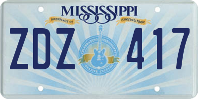 MS license plate ZDZ417