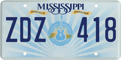 MS license plate ZDZ418