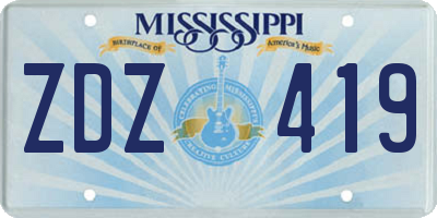 MS license plate ZDZ419