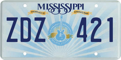 MS license plate ZDZ421