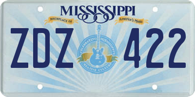 MS license plate ZDZ422