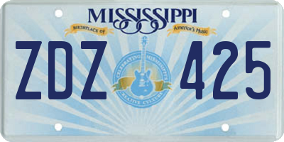 MS license plate ZDZ425