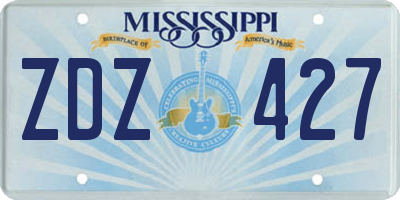 MS license plate ZDZ427