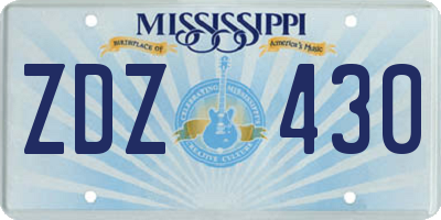 MS license plate ZDZ430