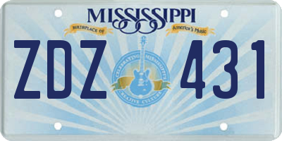 MS license plate ZDZ431