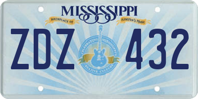 MS license plate ZDZ432