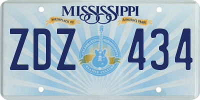MS license plate ZDZ434