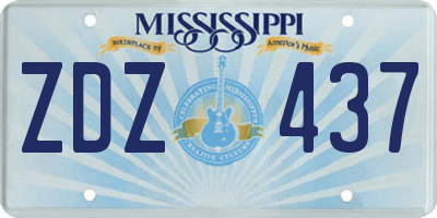 MS license plate ZDZ437
