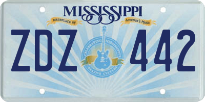 MS license plate ZDZ442