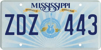 MS license plate ZDZ443