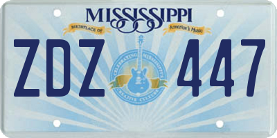 MS license plate ZDZ447