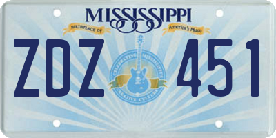MS license plate ZDZ451