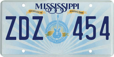 MS license plate ZDZ454