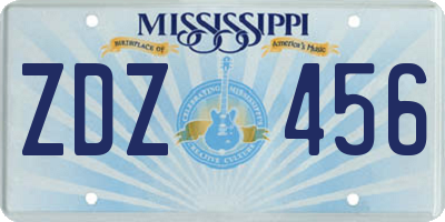 MS license plate ZDZ456