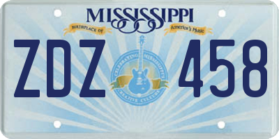 MS license plate ZDZ458
