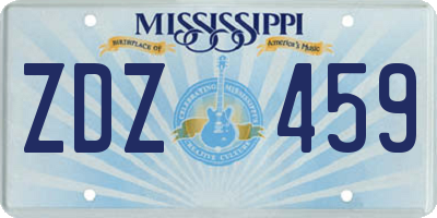 MS license plate ZDZ459