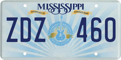 MS license plate ZDZ460
