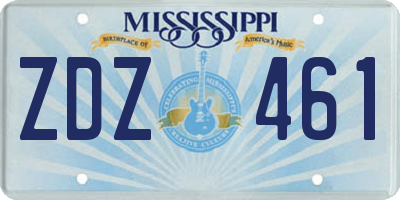 MS license plate ZDZ461