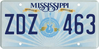 MS license plate ZDZ463