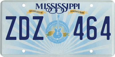 MS license plate ZDZ464