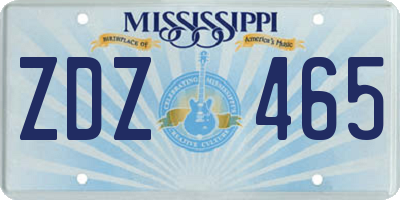 MS license plate ZDZ465