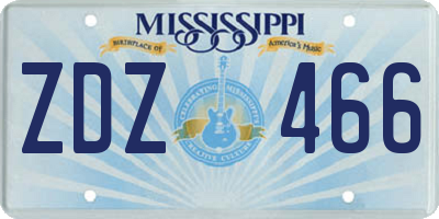 MS license plate ZDZ466