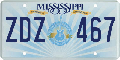 MS license plate ZDZ467