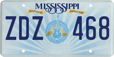 MS license plate ZDZ468
