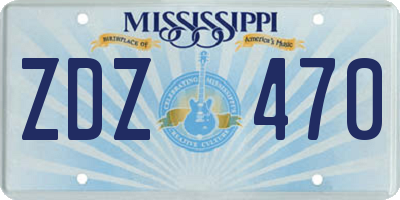 MS license plate ZDZ470