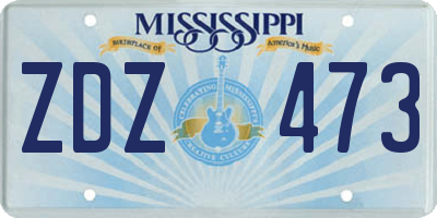 MS license plate ZDZ473