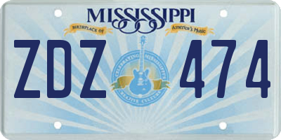 MS license plate ZDZ474