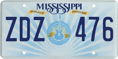 MS license plate ZDZ476
