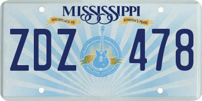 MS license plate ZDZ478