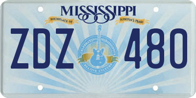 MS license plate ZDZ480