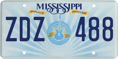 MS license plate ZDZ488