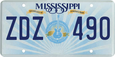 MS license plate ZDZ490