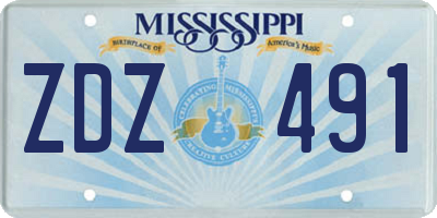 MS license plate ZDZ491