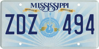 MS license plate ZDZ494