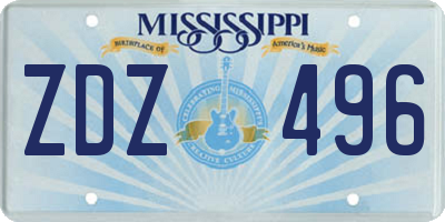 MS license plate ZDZ496