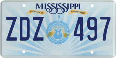 MS license plate ZDZ497