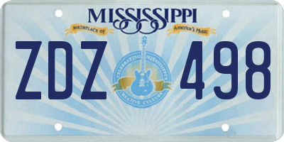 MS license plate ZDZ498