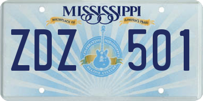 MS license plate ZDZ501
