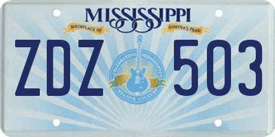 MS license plate ZDZ503