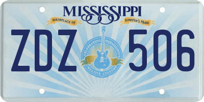 MS license plate ZDZ506
