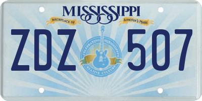 MS license plate ZDZ507