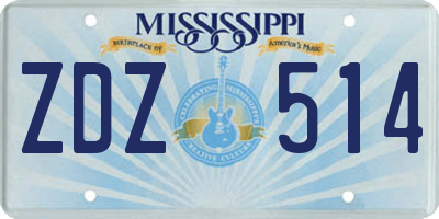 MS license plate ZDZ514